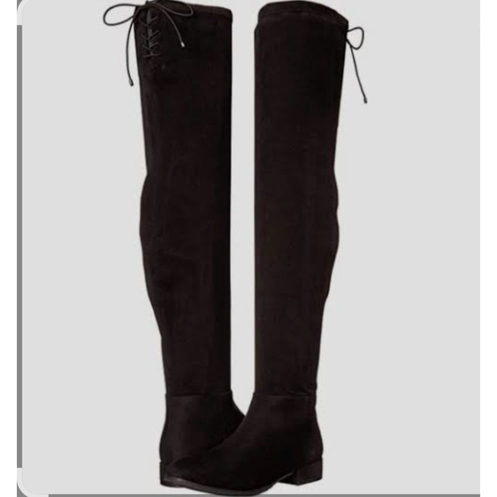 Chinese Laundry Women's Black Suede Wedge Over‎ the Knee Boots Size 6.5